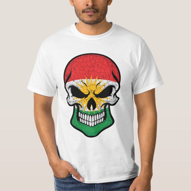 Camiseta Bandera del cráneo sonriente de Kurdistán (Anverso)