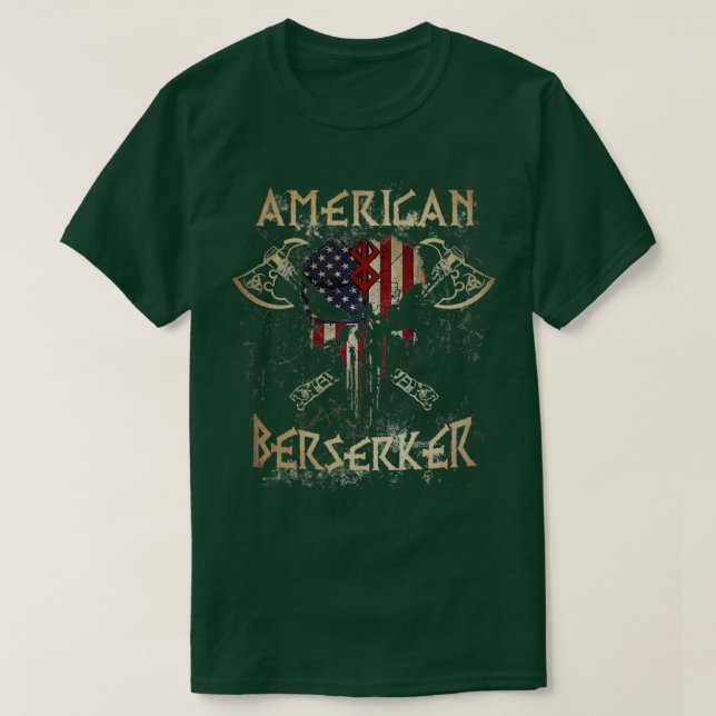 Camiseta Bandera del cráneo Viking American Berserker (Diseño del anverso)
