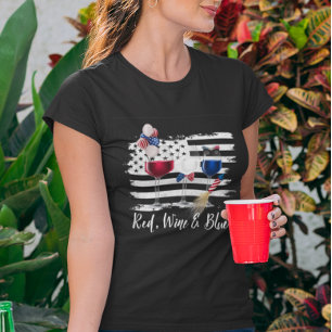 Camiseta Bandera del Día de la Independencia del Vino Rojo 