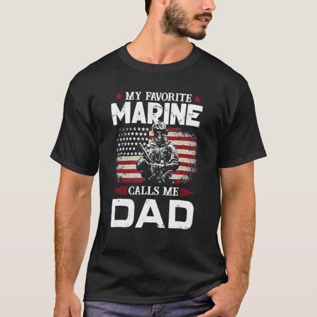 Camiseta Bandera del Día del Padre, mi marine favorito me l (Anverso)