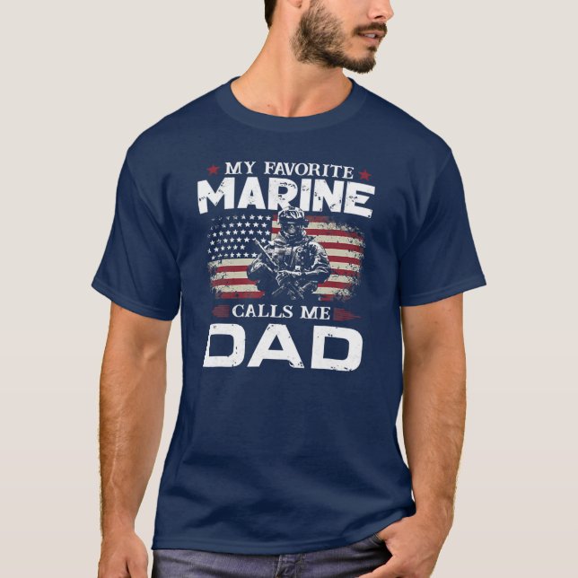 Camiseta Bandera del Día del Padre, mi marine favorito me l (Anverso)