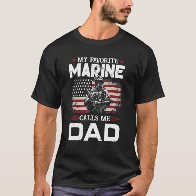 Camiseta Bandera del Día del Padre, mi marine favorito me l (Anverso)