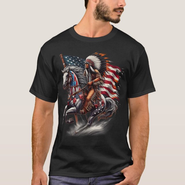 Camiseta Bandera del Día Nativo Estadounidense Caballo de I (Anverso)