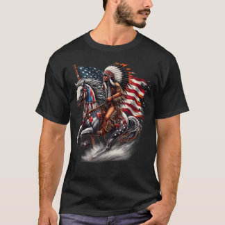 Camiseta Bandera del Día Nativo Estadounidense Caballo De J