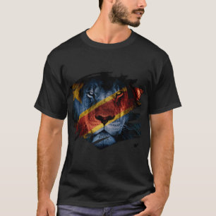Camiseta Bandera del dr Congo y imagen africana del león