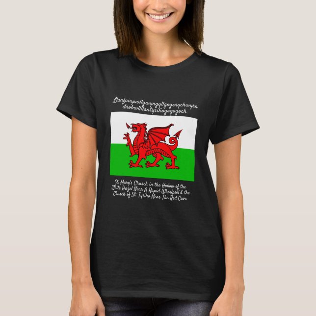 Camiseta Bandera del dragón galés Llanfairpwllgwyngyll (Anverso)
