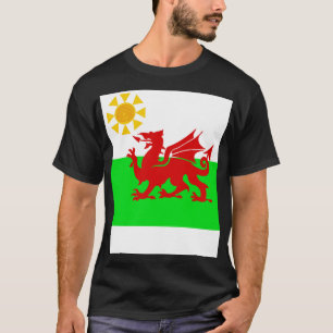 Camiseta Bandera del dragón galés soleado
