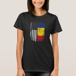Camiseta Bandera del duel Rumania y ciudadano estadounidens