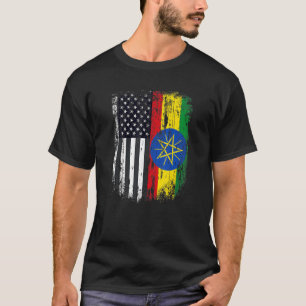 Camiseta Bandera del duelo Etiopía y ciudadano estadouniden