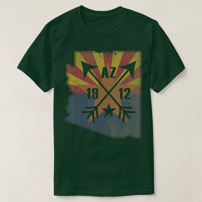 Camiseta Bandera del Estado de Arizona Mapa Retro Hombres H (Diseño del anverso)