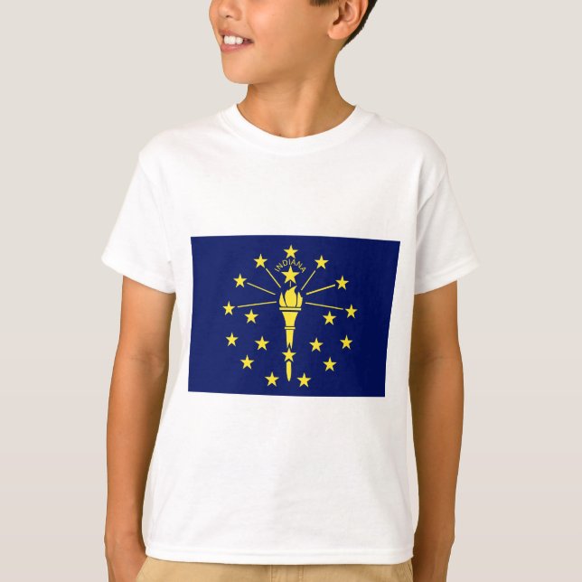Camiseta Bandera del estado de Indiana azul y oro (Anverso)