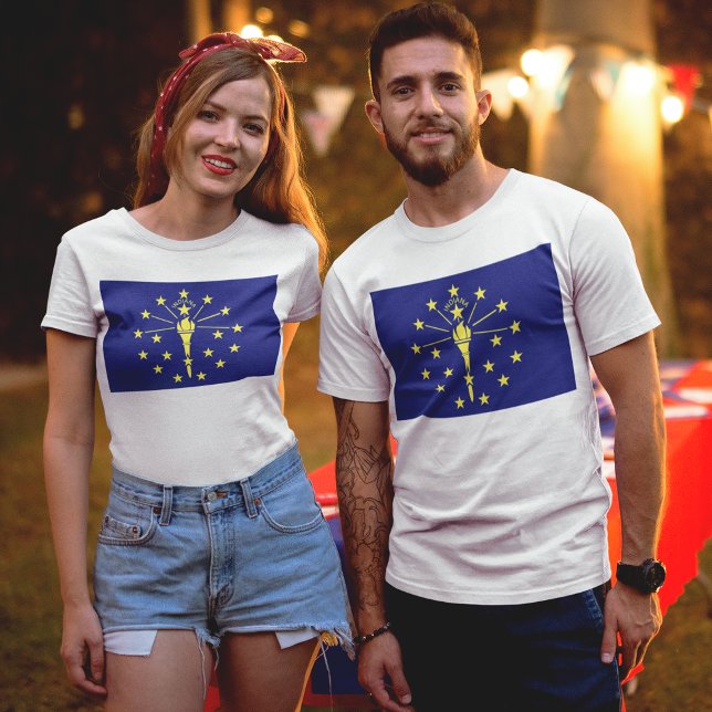 Camiseta Bandera del estado de Indiana azul y oro (State Flag of Indiana Unisex T-Shirt)