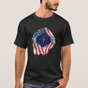 Camiseta Bandera del Estado de Indiana Sangre Estadounidens