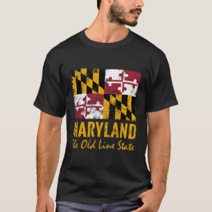 Camiseta Bandera del estado de la línea antigua de Maryland