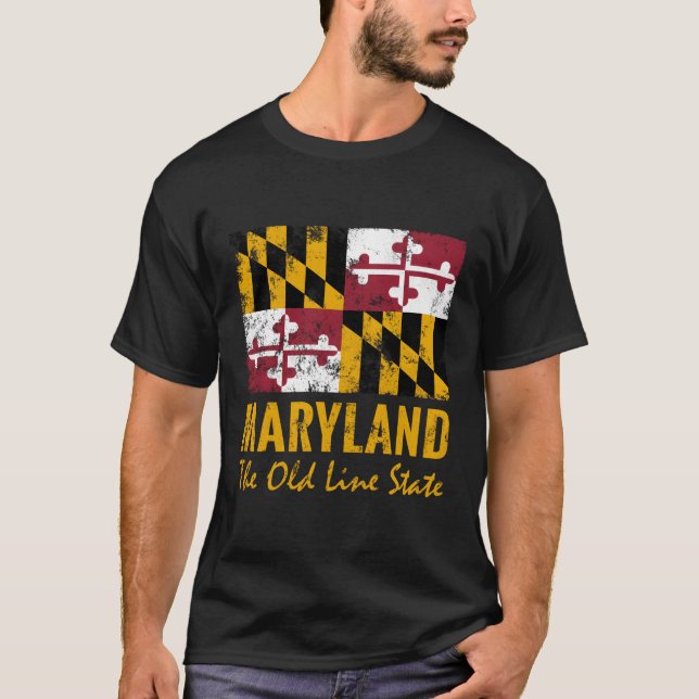 Camiseta Bandera del estado de la línea antigua de Maryland (Anverso)