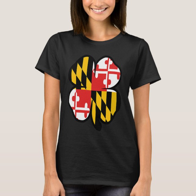 Camiseta Bandera del Estado de Maryland Shamrock C (Anverso)