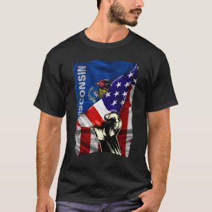 Camiseta Bandera del estado de Wisconsin perturbó al nortea