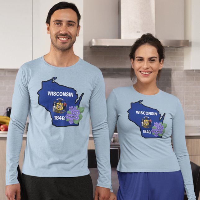 Camiseta Bandera del Estado de Wisconsin y flores Violeta a (Subido por el creador)