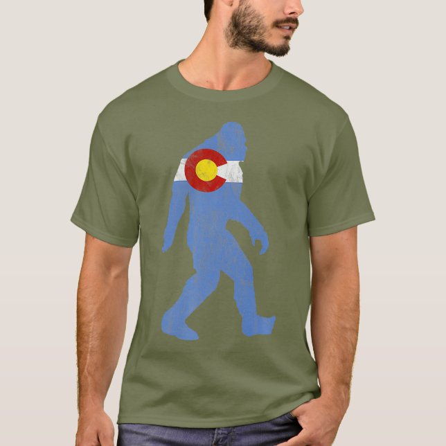 Camiseta Bandera del Estado Retro de Silhouette Bigfoot Col (Anverso)