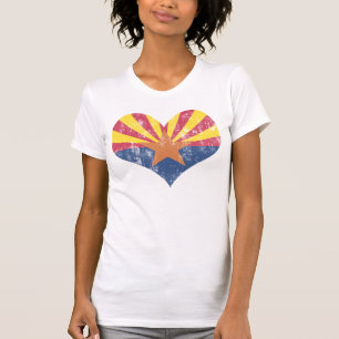 Camiseta Bandera del Estado Vintage del Corazón de Arizona