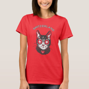 Camiseta Bandera del hincha suizo de la mascota del gato de