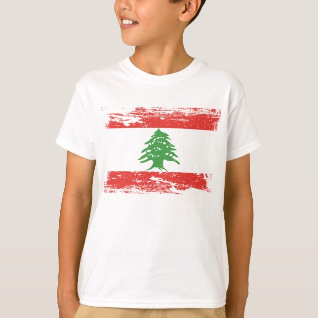 Camiseta Bandera del Líbano Grunge (Anverso)