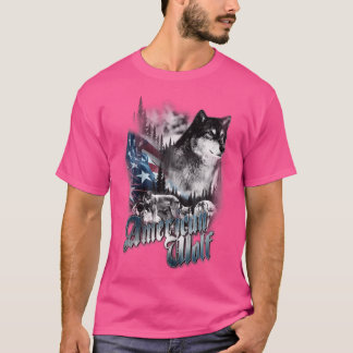 Camiseta Bandera Del Lobo Estadounidense 4 De Julio Distres