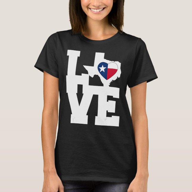 Camiseta Bandera del mapa de amor de Texas Tees gráficos de (Anverso)