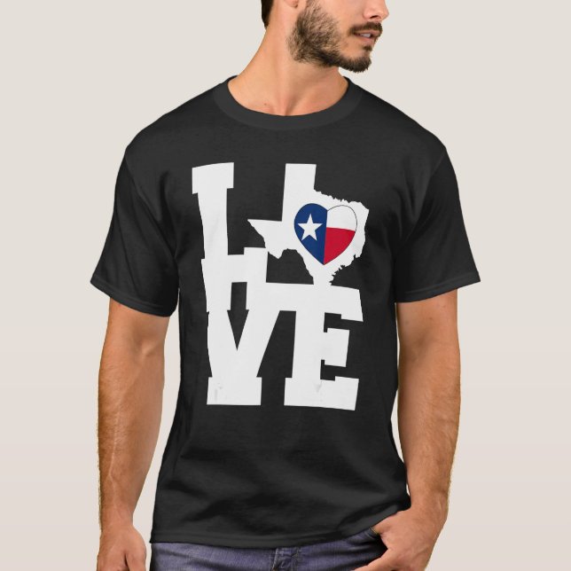Camiseta Bandera del mapa de amor de Texas Tees gráficos de (Anverso)