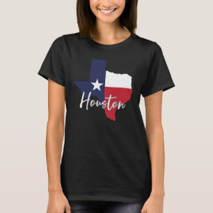 Camiseta Bandera del mapa de Houston, Texas Mujer Negra