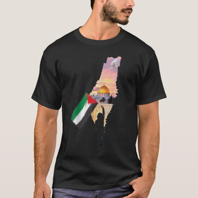 Camiseta Bandera del Mapa de Palestina Libre Apoyo a la ciu (Anverso)