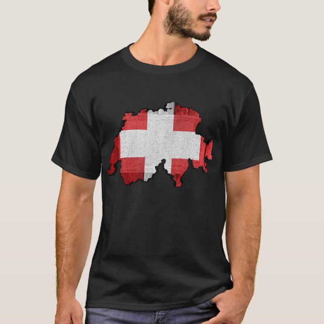 Camiseta Bandera del mapa de Suiza (Anverso)