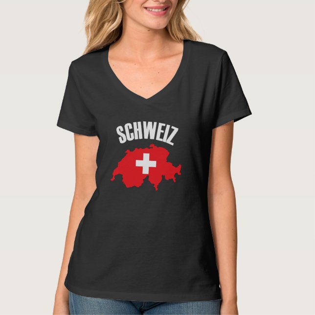 Camiseta Bandera del mapa de Suiza de Schweiz (Anverso)