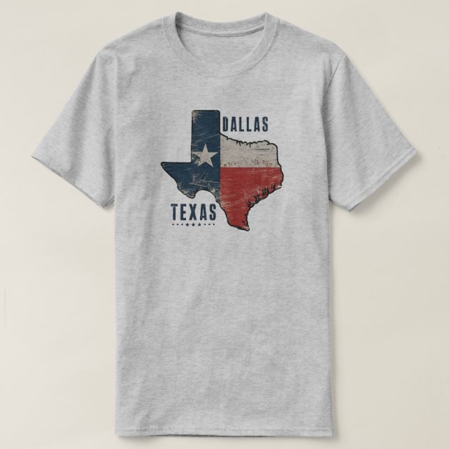 Camiseta Bandera del mapa del estado de Dallas Texas (Diseño del anverso)
