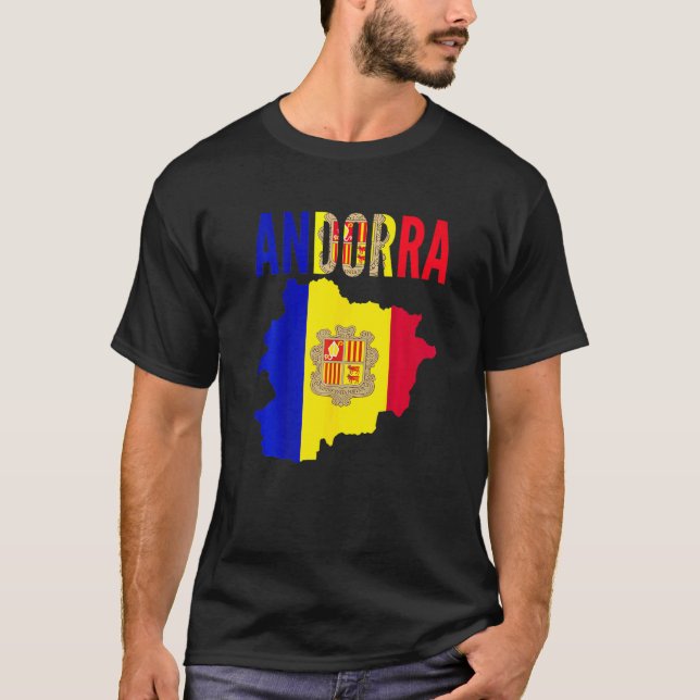 Camiseta Bandera del mapa del país andorrano (Anverso)