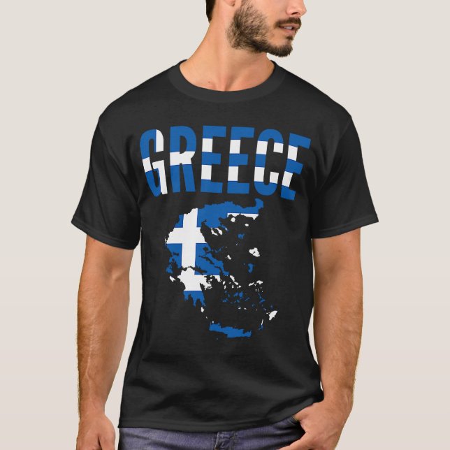 Camiseta Bandera del mapa del país de Grecia griega (Anverso)