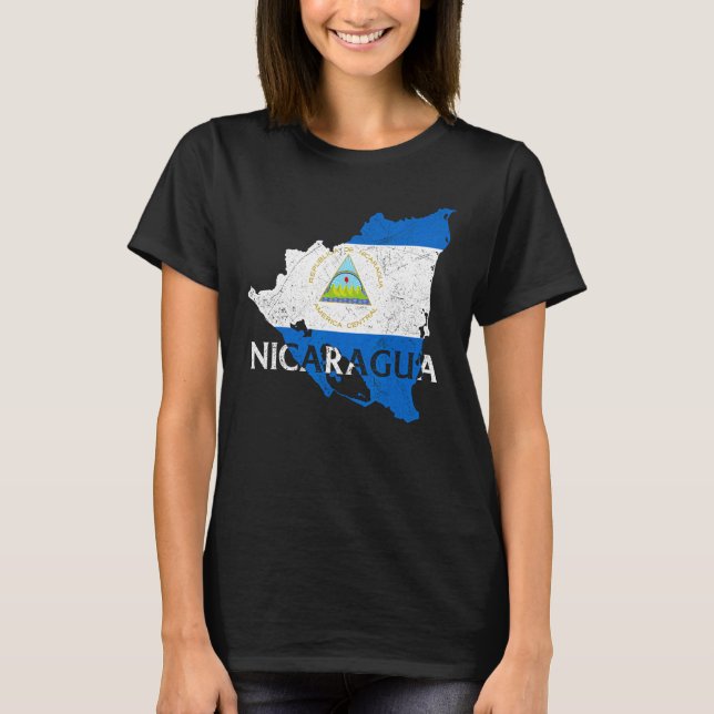 Camiseta Bandera del mapa del país de Nicaragua Orgullosa P (Anverso)