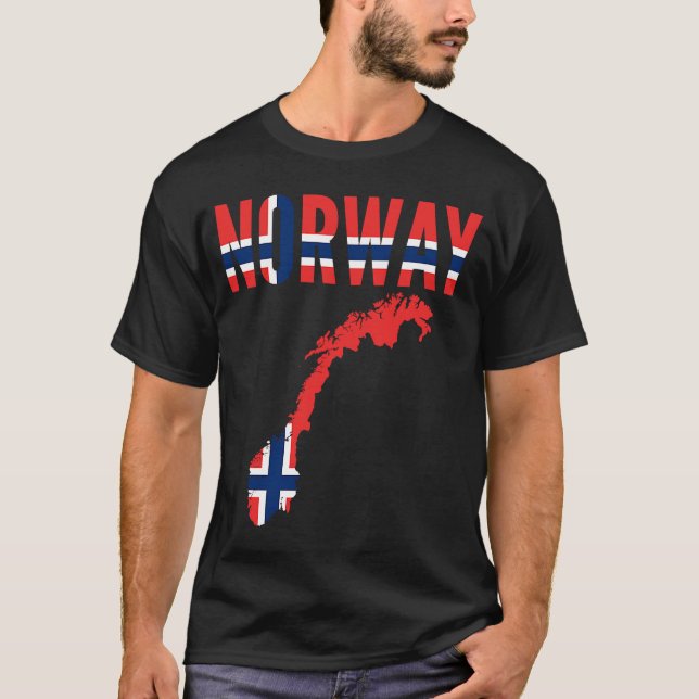 Camiseta Bandera del mapa del país noruego de Noruega (Anverso)
