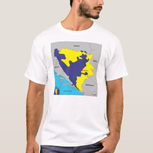 Camiseta Bandera del mapa político de Bosnia y Herzegovina