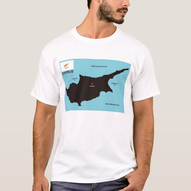Camiseta Bandera del mapa político del país de Chipre (Anverso)
