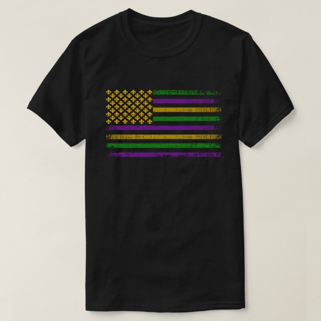 Camiseta Bandera del Mardi Gras de Estados Unidos con bande (Diseño del anverso)