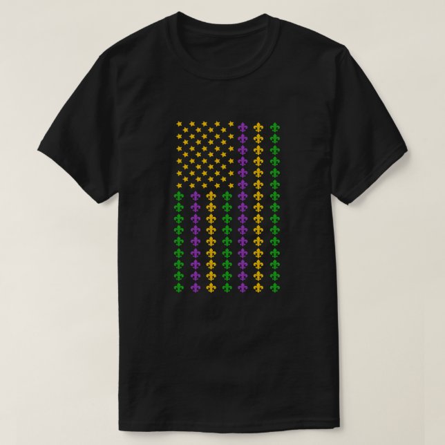 Camiseta Bandera del Mardi Gras de Estados Unidos con bande (Diseño del anverso)