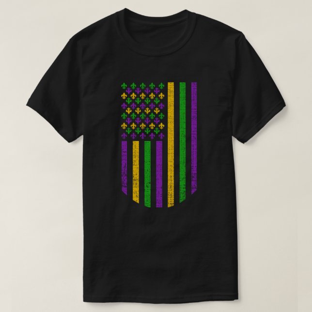 Camiseta Bandera del Mardi Gras de Estados Unidos con bande (Diseño del anverso)