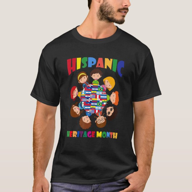Camiseta Bandera del Mes de la Herencia Hispana Niños Chica (Anverso)