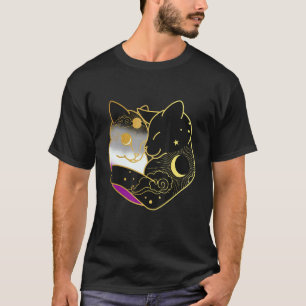 Camiseta Bandera del Orgullo Ace del Corazón del Gato Asexu