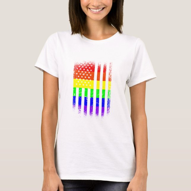 Camiseta bandera del orgullo americano arco iris lgbt (Anverso)