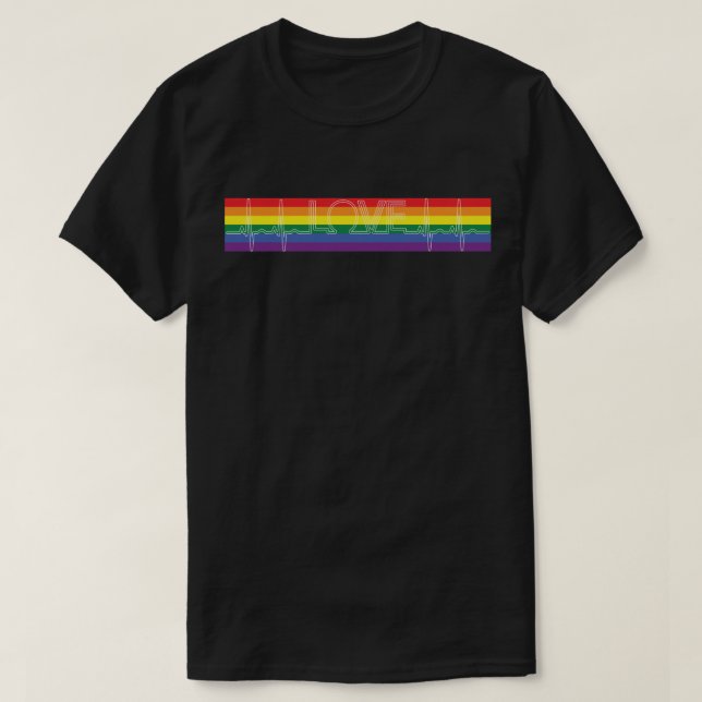 Camiseta Bandera del Orgullo AMOR EKG (Diseño del anverso)