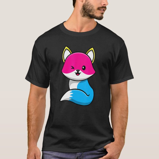 Camiseta Bandera del Orgullo Animal Pansexual Fox Cute Lgbt (Anverso)