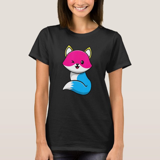Camiseta Bandera del Orgullo Animal Pansexual Fox Cute Lgbt (Anverso)