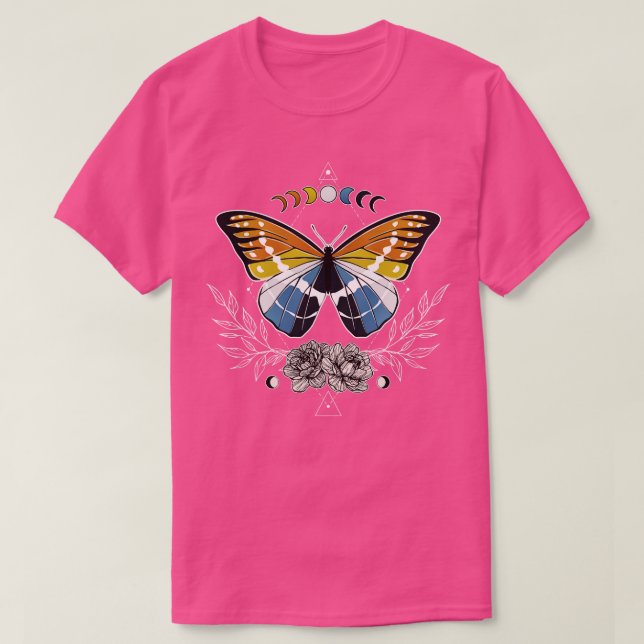 Camiseta Bandera del Orgullo Aroace Butterfly LGBT Asexual  (Diseño del anverso)